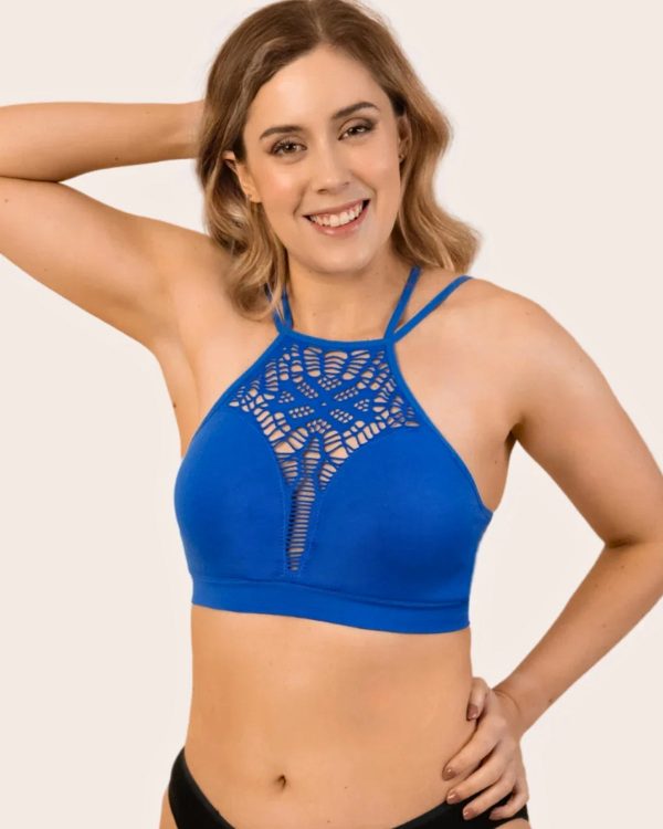 Bavme Halter Neck Criss Cross Plunge Bralette 9128